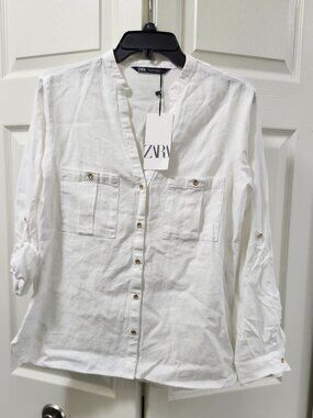 NWT Zara button down shirt, linen